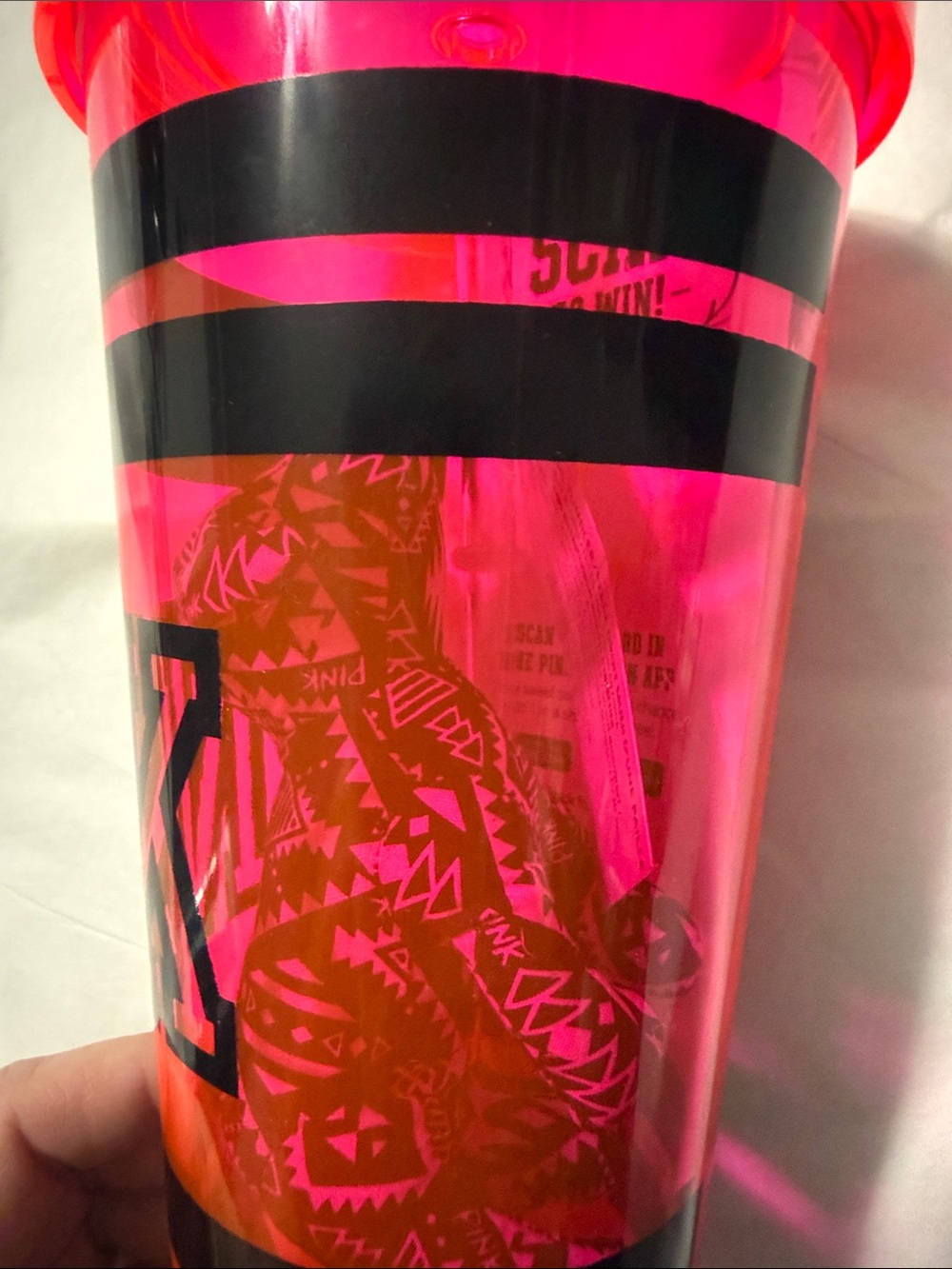 PINK Striped Reusable PINK Tumbler (Bonus Mini Dog inside) with Straw (NWT) - Picture 2 of 7